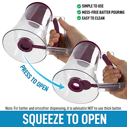Zulay Kitchen 4 Cup Pancake Batter Dispenser With Squeeze Handle