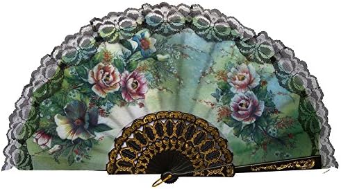 Bokze Spanish Floral Folding Hand Fan,Flowers Pattern Lace Handheld Fans,Suitable For Wedding Dancing Church Party Gifts
