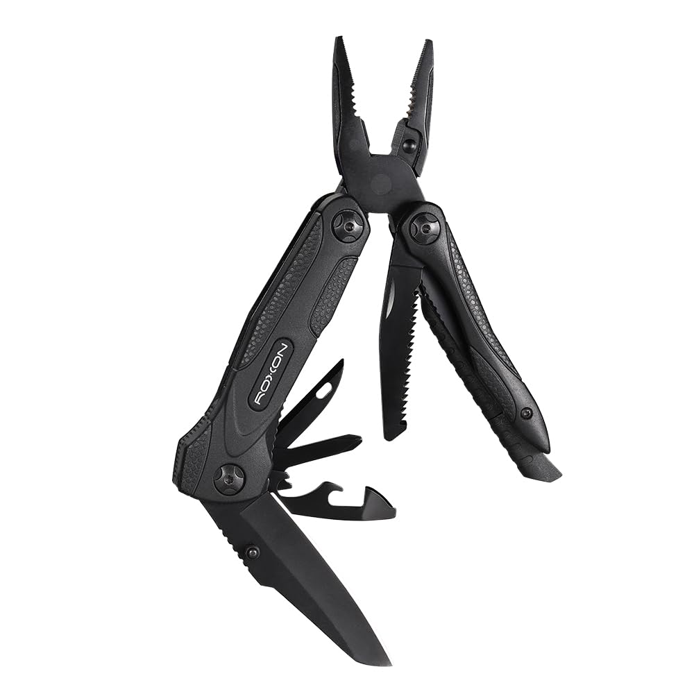 ROXON CM1349 Spark Multitool Plier, 14-in-1 Multitools Folding Plier, Multipurpose Outdoor Survival Portable Multi Tool Set