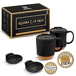 Cork Base Ceramic Mug with Lid (Set of 2) - Ceramic