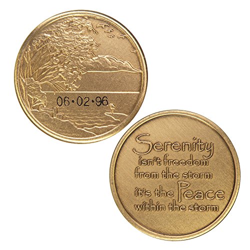 Personalized Custom Engraved - Serenity & Peace - Bronze AA (Alcoholics Anonymous)-ACA-AL-ANON-Sober-Sobriety-Birthday-Anniversary-Recovery-Medallion-Coin-Chip