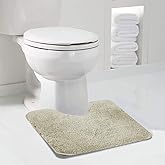Walensee Bathroom Contour Rug (20x24, Light Tan) Non Slip Bath Mat Water Absorbent Soft Microfiber Shaggy Bathroom Mat Machine Washable Bath Rug U Shape Toilet Rug