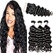 Beauty Forever Hair Brazilian Natural Wave Virgin Hair Weave 3 Bundles with 1 Piece Lace Closure 100% Unprocessed Human Hair Extensions Natural Color 95-100g/pc (14 16 18+12 free part)