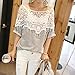 Weixinbuy Lady Lace Cape Collar Cutout Crochet Batwing Sleeve Tops Blouse M Grey