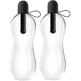 Bobble Classic Water Bottle, Filtered Water, BPA-Free Reusable Bottle, Soft Touch Carry Cap with Replaceable Carbon Filter for Sustainable Water and Hydration 34 oz - 2 Pack (Black)