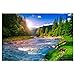 Large Wall Art Decor Poster Painting On Canvas Print Pictures Mountain River with Rainbow Outdoor Nature Scenery Green Forest Landscape Artwork Picture for Living Room Decoration (Unframed 36x48inch)
