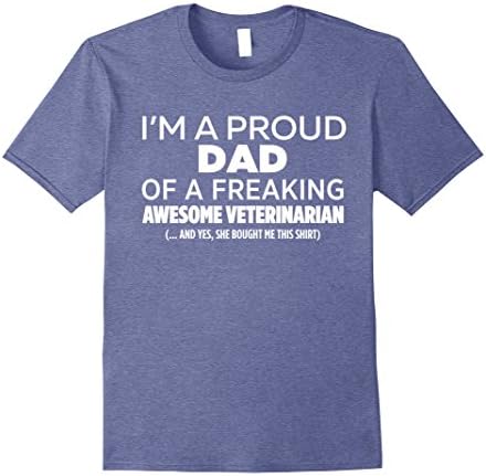 Mens Proud Dad Of Awesome Veterinarian Funny Gift T-Shirt Large Heather Blue