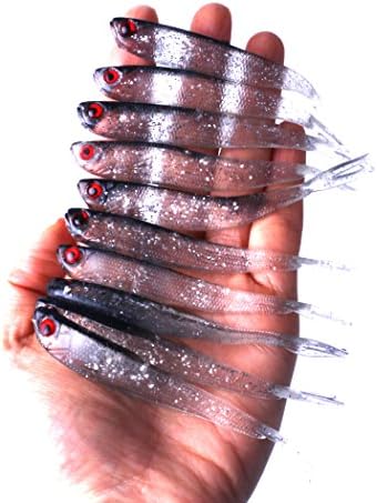 yishaner 10pcs Soft Minnow Fishing Lure 10cm 3.6g Silicone Grub Artificial Bait Tackle