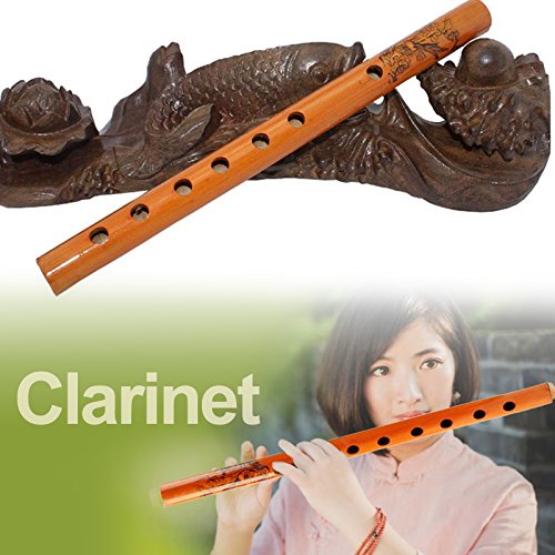Goodjobb 1Pc Bamboo Flute Traditional Handmade Chinese Musical Instrument About 24cm Gift for Beginners Brown