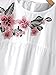 Floerns Women's Flower Embroidery Loose Casual Babydoll Top Blouse