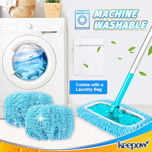 KEEPOW Reusable Pads for Flash Speed Mop Refill Wipes, Microfiber Wet Dry Refills for Flash Speed Mop Starter Kit, Machine Washable Up to 100x (4 Pack)