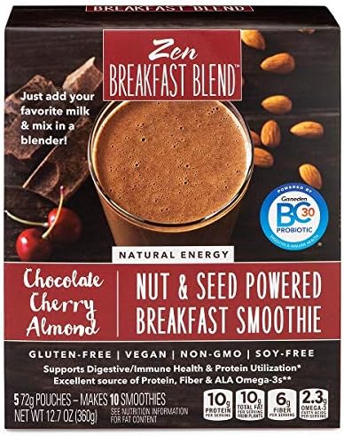 Zen Breakfast Blend, Chocolate Breakfast Smoothie Pouches - Cherry Almond