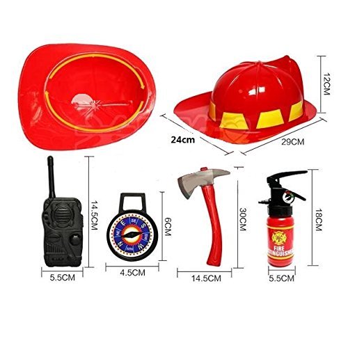 EBTOYS Fireman Role Play Costume Halloween Christmas Fireman Dress Up Set & Fire Fighter Toys Kits,5pcs