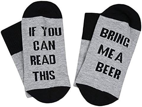 Jinben Unisex Man Womens Sport Cotton Fashion Socks,IF You Can Read This PLEASE Bring Me Some Wine Socks (Black and Grey)