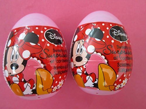 2 DISNEY MINNIE MOUSE PLASTIC SURPRISE EGGS WITH TOY &amp; CANDY INSIDE