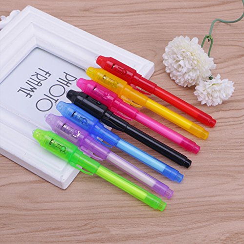 Susada 6Pcs/Set Invisible Ink Pen Built In UV Light Magic Marker For Pen Safety To Use Accent Pen-Style Retractable Highlighter