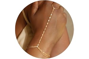 CHESKY 14k Gold Plated Hand Chain Bracelet for Women Trendy, Dainty Ring Bracelets Hand Chain Finger Nail Bracelet Simple Gold Hand Jewelry for Women Gifts