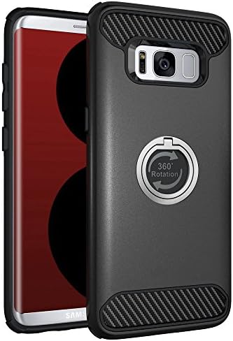 Galaxy S8 Case, Kmiery Heavy Duty Shockproof Anti-Scratch Case with 360 Degree Rotating Ring Grip kickstand for Galaxy S8-