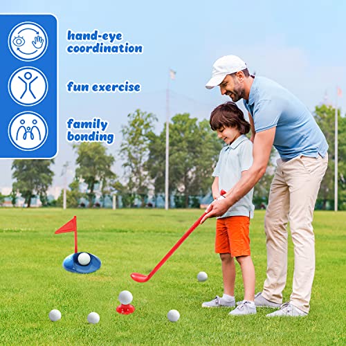 EagleStone 3 in 1 T Ball & Golf & Tennis Baseball Sets for Toddlers, Adjustable Tball Set for Kids 3-5, Golf Set with E-Practice Hole,Outdoor Indoor Game Toys w/ 11 Balls for Boys Girls