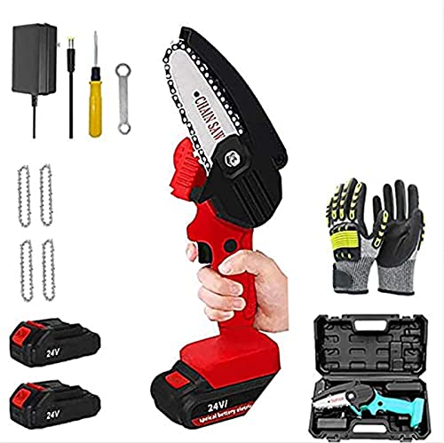 LUSTAR Kleiner Kettensägen-Akku Mit Akku Und Ladegerät, Kettensäge Mit 2 Akkus 4 Ketten Und Für Gartenbäume