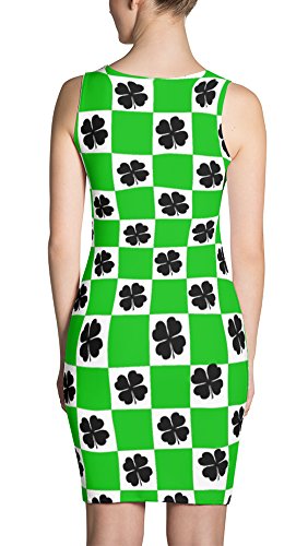 For G and PL ST.Patrick's Day Womens Sexy Sleeveless U Neck Tunic Dress Green Checker & Clover M