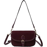 POAPRRD Suede Crossbody Bags for Women Small Suede Purse Retro Shoulder Bag Handbag with Two Straps