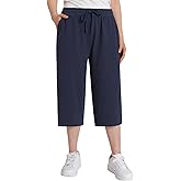 Weintee Women's Petite Capris Wide Leg Cotton Capri Pants with Pockets