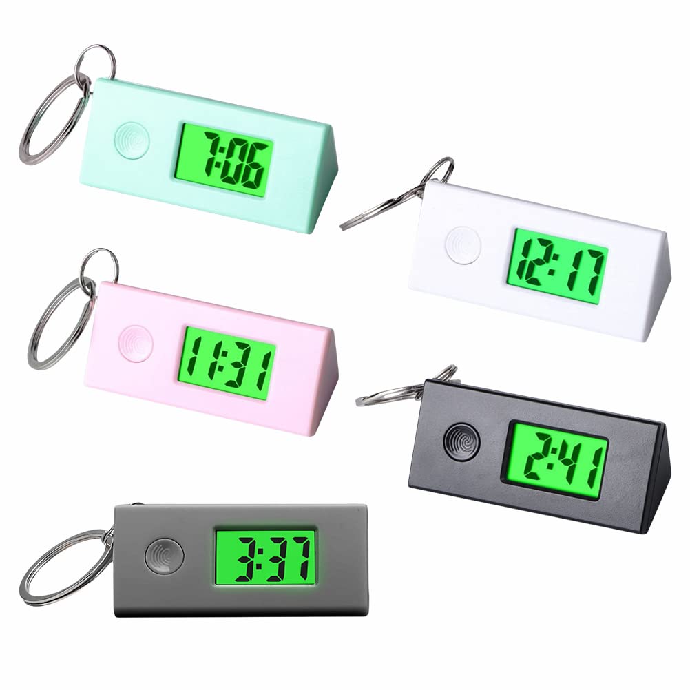KENANLAN Digital Pocket Watch, 14 * 9 * 5 5 Pcs Keychain Pocket Watch Portable Digital Watch Keychain Backpack Keyring Watch for Kids Students Outdoor Sports