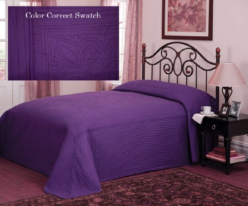 French Tile Microfiber Twin Bedspread Plum