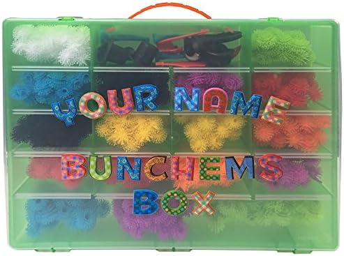 Bunchems Personalized Organizer, Personalized With Your Name. Includes Green Storage and 2 Alphabet Puffy Stickers to Make It Your Own. TALENTED KIDZ EXCLUSIVE. Fits over 400 bunchems
