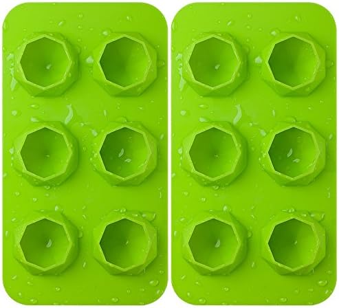 Samuelworld Diamond Ice Cube Trays Silicone Mold For Diamond Shaped Ice, Jelly, Chocolate And Soap - 2 Pack Of Flexible Trays In Blue, Green Or Red – BPA Free Washable And Durable