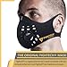 FIGHTECH Dust Mask | Mouth Mask Respirator with 2 Carbon Filters for Pollution Pollen Allergy Woodworking Mowing Running | Washable and Reusable Neoprene Half Face Mask (L/BLK)