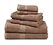 Premium Bamboo Cotton 6 Piece Towel Set (2 Bath Towels, 2 Hand Towels and 2 Washcloths) - Natural, Ultra Absorbent and Eco-Friendly (Mocha)