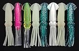 Assorted Squids Glow in Dark Luminous Bulb Squid Skirts Soft Lures Bait Fishing Tackle Trolling Octopus Lures Hoochies