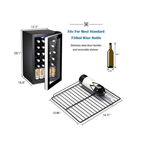 Antarctic-Star-24-Bottle-Wine-CoolerCabinet-Beverage-Refigerator-Mini-Fridge-Small-Wine-Cellar-Soda-Beer-Counter-Top-Bar-Quiet-Operation-Compressor-Digital-Freestanding-Clear-Glass-Door-for-OfficeDorm