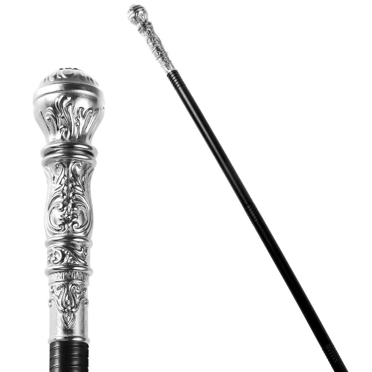 Spooktacular Creations Halloween Silver Walking Cane, Costume Walking Stick, Vintage Cane Prop Accessory for Halloween Party Pretend Costume, Halloween Dress Up