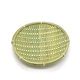 TOOGOO Bamboo Round Fruit Plate Handmade Storage Tray Hand Knitting Bread Basket Food Fruit Basket Hotel Hotel Dining Tray Diameter 26cm