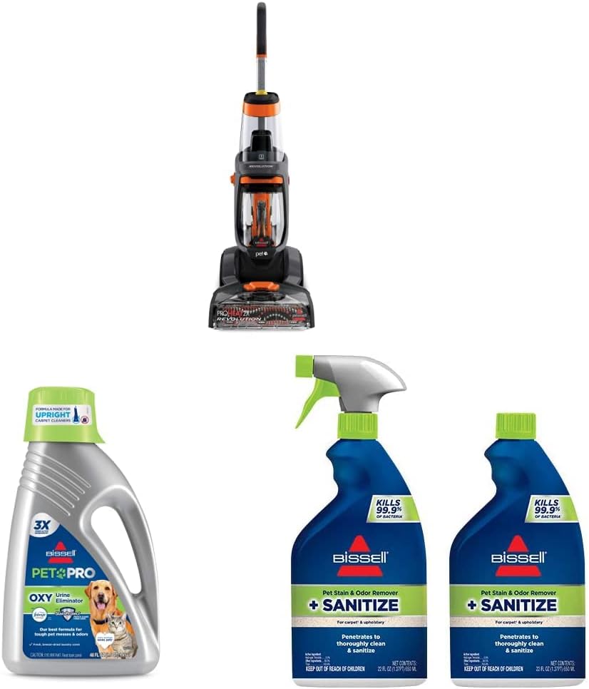 Bissell ProHeat 2X Revolution Pet Full Size Upright Carpet Cleaner, Orange + Professional Pet