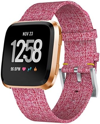 Bands for Fitbit Versa, PATROHOO Charcoal Wover Replacement Band for Fitbit Versa Wristband for Amazfit/Samsung Gear S3 Classic/Frontier/Moto 360 46mm Smart Watch Pink.