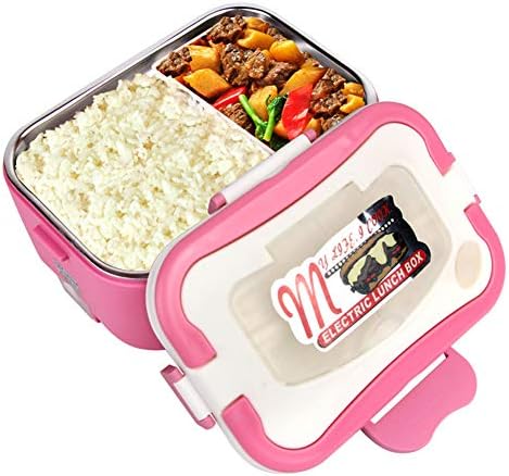 DAMAILE Electric Lunch Box Portable Lunch Box Heater For Car 1.5L Food Warmer Driver Ready Meals Heat Container Pink