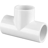 Sevenjungle 2 Inch PVC Tee Fitting, SCH40, Fits 2.375" OD Pipe | White 3 Way Socket x Socket Connector, Furniture Grade, for Garden, Greenhouse, Irrigation &amp; DIY Projects