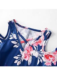 Yaffi - Vestido de verano con estampado floral y mangas cortas para mamá e hija