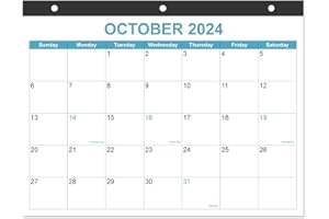 RUNTIOVAL 2024-2025 Calendar for 3 Ring Binder - Desk Calendar 2025 from October 2024 - December 2025, 15 Months Calendar with Premium Paper, 3-Hole Calendar, 8.5" x 11", Blue