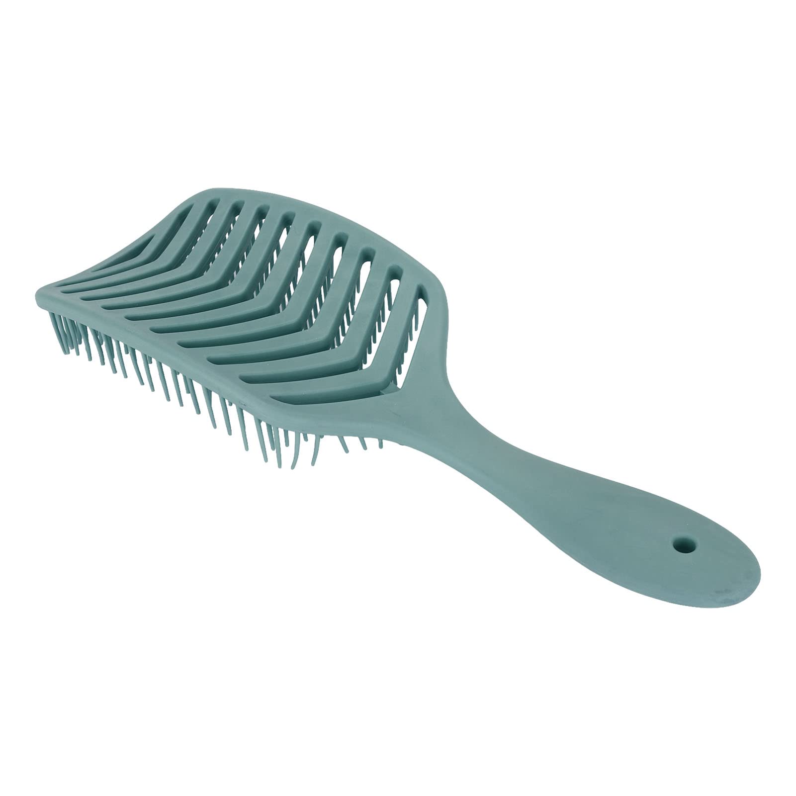 Hollow Out Hair Brush, Delicate Touch Vented Hair Brush Rounded Teeth Fast Blow Drying Detangling for Men Beard for Women (Dark Green)