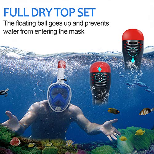 Cevapro Snorkel Mask, 4th Generation Full Face Snorkeling Mask for Adult Kids Youth with Detachable Camera Mount, 180°Panoramic View Anti-Fog Anti-Leak Free Breathing Dry Top Set-General Size - Thumbnail 3