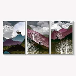 Framed Canvas Wall Art for Living Room, Bedroom Abstract Landscape Dream Place Canvas Prints for Home Decoration Ready to Hanging - 16"x24"x3 Panels