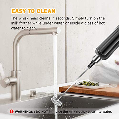 Rechargeable Milk Frother Handheld Electric Coffee Foam Maker, 1500 mAh Battery Drink Egg Mixer with 2 Stainless Steel Whisks for Cappuccino Bulletproof Coffee Frappe Latte Hot Chocolates - Thumbnail 5