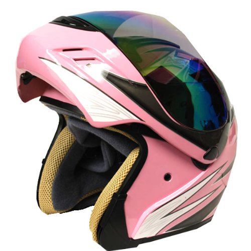 Motorcycle Street Bike Modular Flip up Full Face Adult Helmet Pink