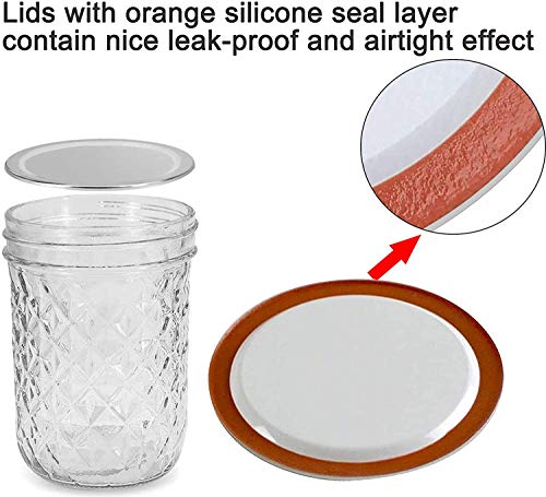 Mason Jar Lids,Regular Mouth Canning Lids, Canning Jar Lids with Silicone Seals Rings，Split-Type Lids Leak Proof and Secure Canning Jar Caps (Regular Mouth,12PCS)