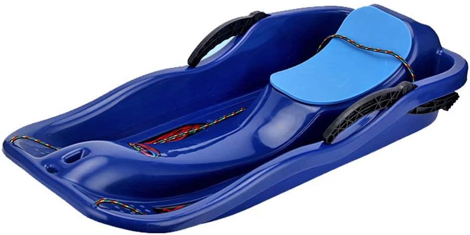 Prettywan Snow Sled for Kids/Adults,Downhill Toboggan Slider Boat Skiing Board with Cushion Pull Rope for Outdoor Grass Dune Game